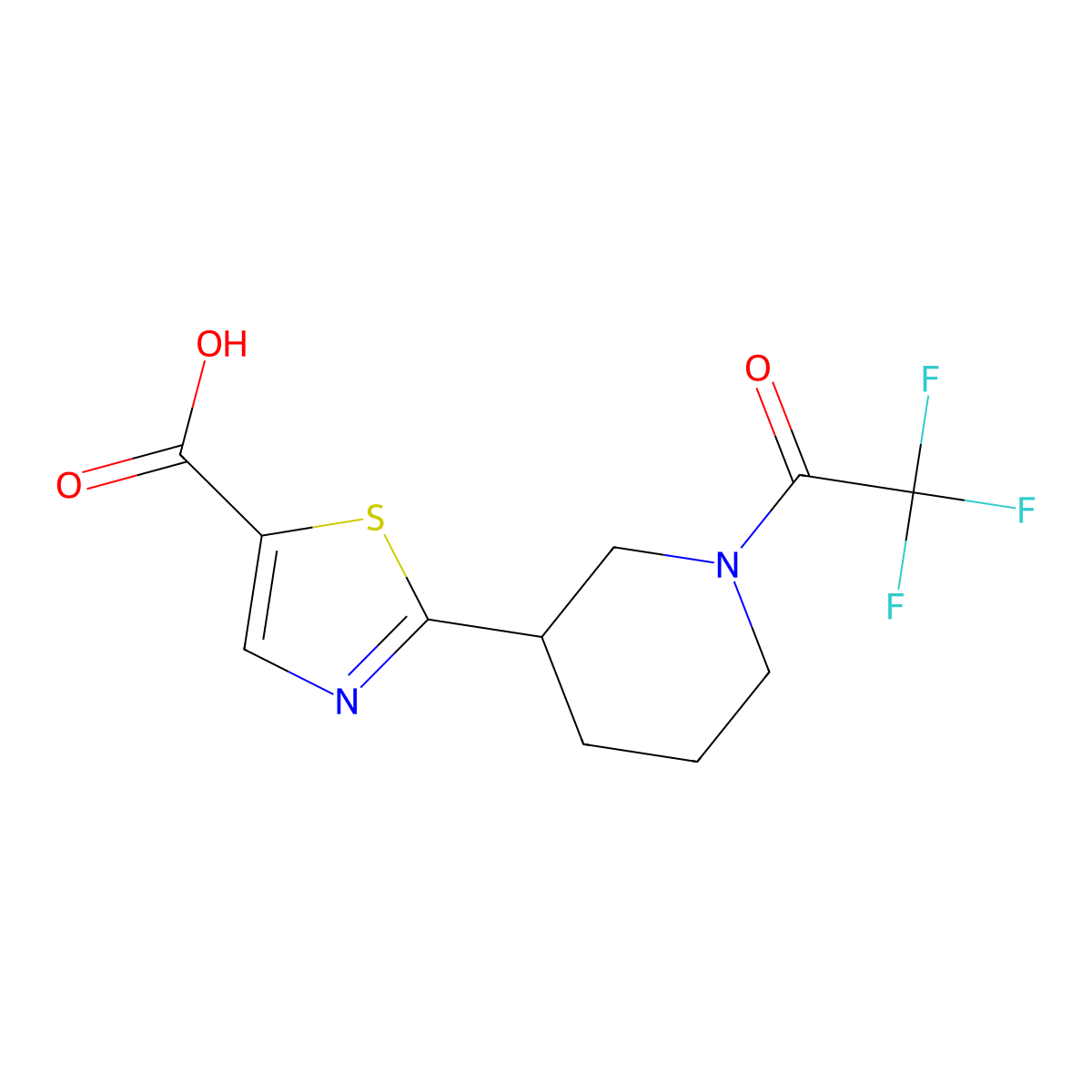 2-[1-(2,2,2-Trifluoroacetyl)piperidin-3-yl]-1,3-thiazole-5-carboxylic acid molecular structure, CAS 2680819-25-2