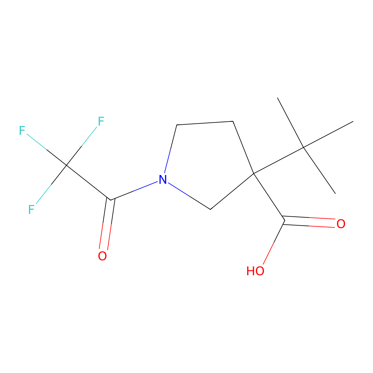 3-Tert-butyl-1-(trifluoroacetyl)pyrrolidine-3-carboxylic acid molecular structure, CAS 2680819-26-3