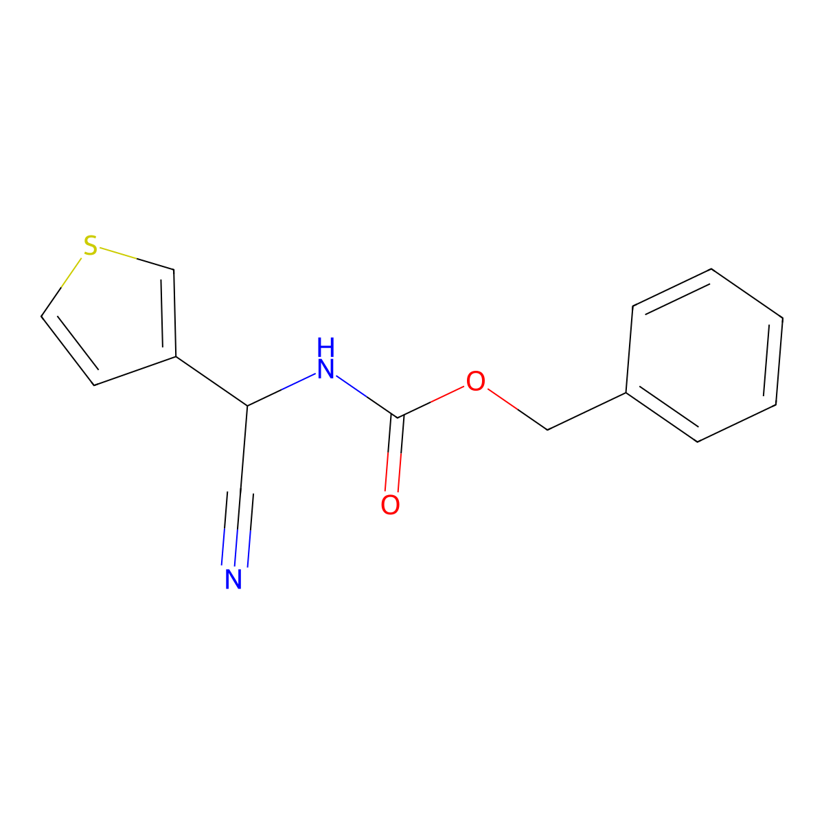 benzyl N-[cyano(thiophen-3-yl)methyl]carbamate molecular structure, CAS 2680819-35-4