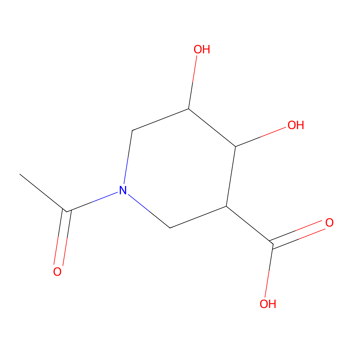 1-Acetyl-4,5-dihydroxypiperidine-3-carboxylic acid molecular structure, CAS 2680819-42-3