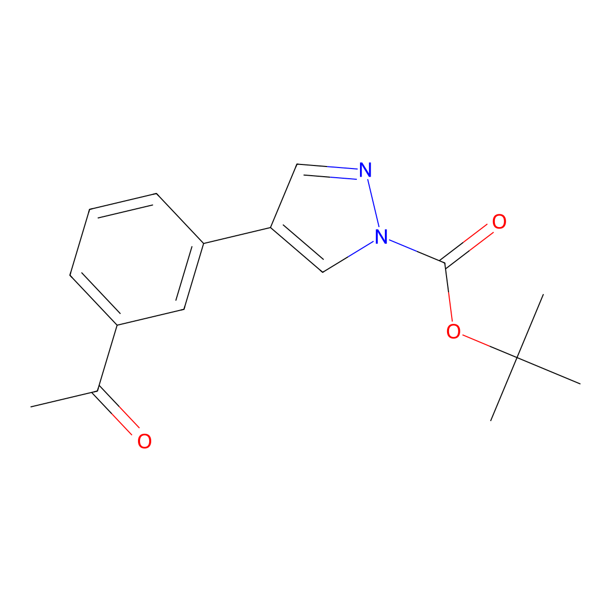 tert-butyl 4-(3-acetylphenyl)-1H-pyrazole-1-carboxylate molecular structure, CAS 2680819-49-0