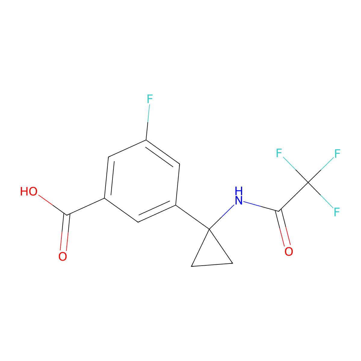 3-Fluoro-5-[1-(2,2,2-trifluoroacetamido)cyclopropyl]benzoic acid molecular structure, CAS 2680819-52-5