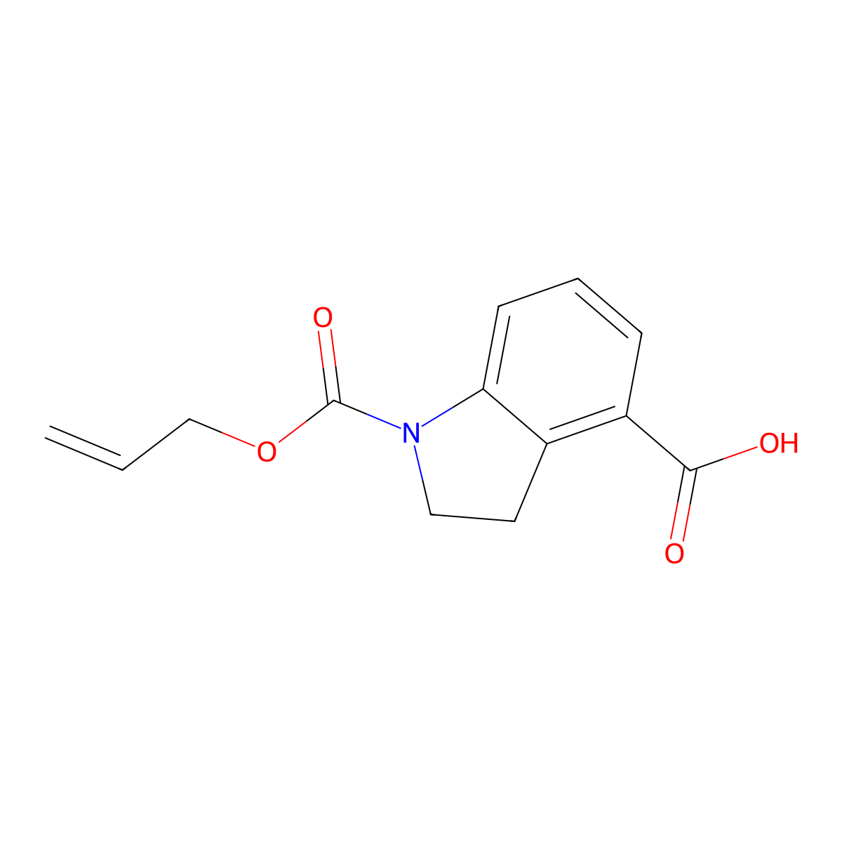1-[(prop-2-en-1-yloxy)carbonyl]-2,3-dihydro-1H-indole-4-carboxylic acid molecular structure, CAS 2680819-53-6