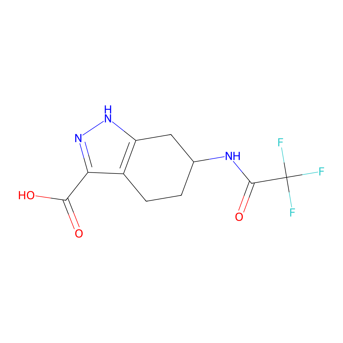 6-(2,2,2-trifluoroacetamido)-4,5,6,7-tetrahydro-1H-indazole-3-carboxylic acid molecular structure, CAS 2680819-59-2