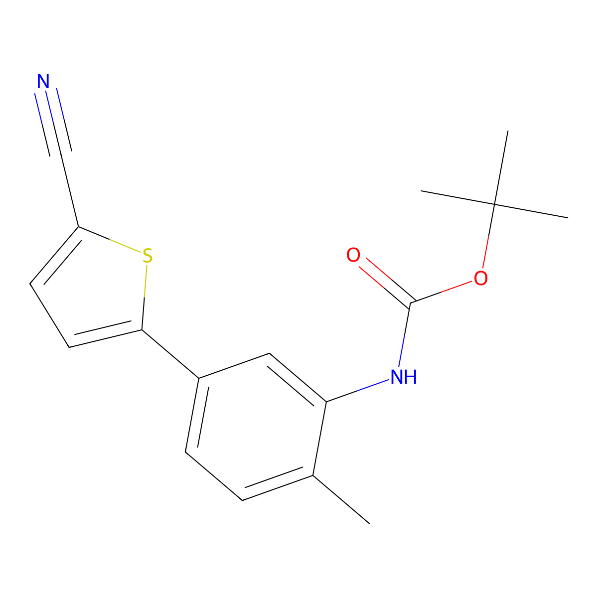 tert-butyl N-[5-(5-cyanothiophen-2-yl)-2-methylphenyl]carbamate molecular structure, CAS 2680819-60-5