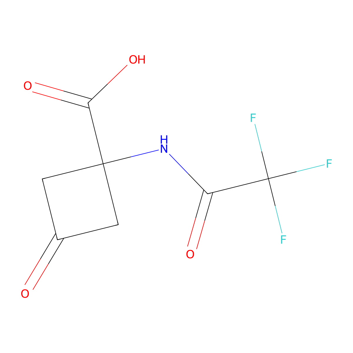 3-Oxo-1-(2,2,2-trifluoroacetamido)cyclobutane-1-carboxylic acid molecular structure, CAS 2680819-61-6
