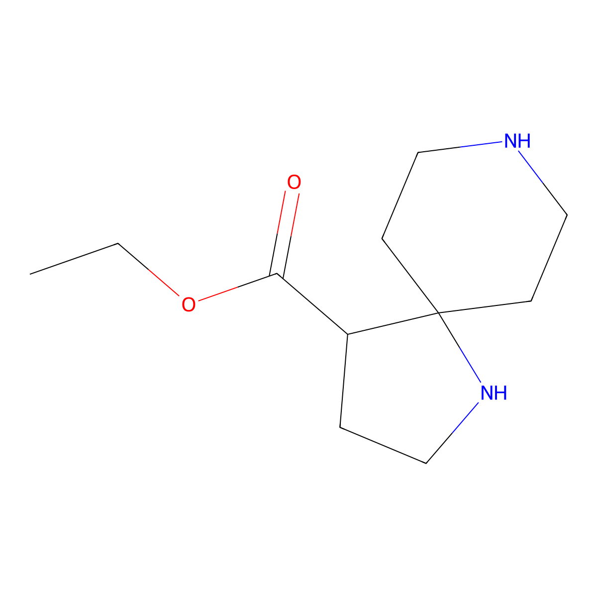 Ethyl 1,8-diazaspiro[4.5]decane-4-carboxylate molecular structure, CAS 2680819-66-1