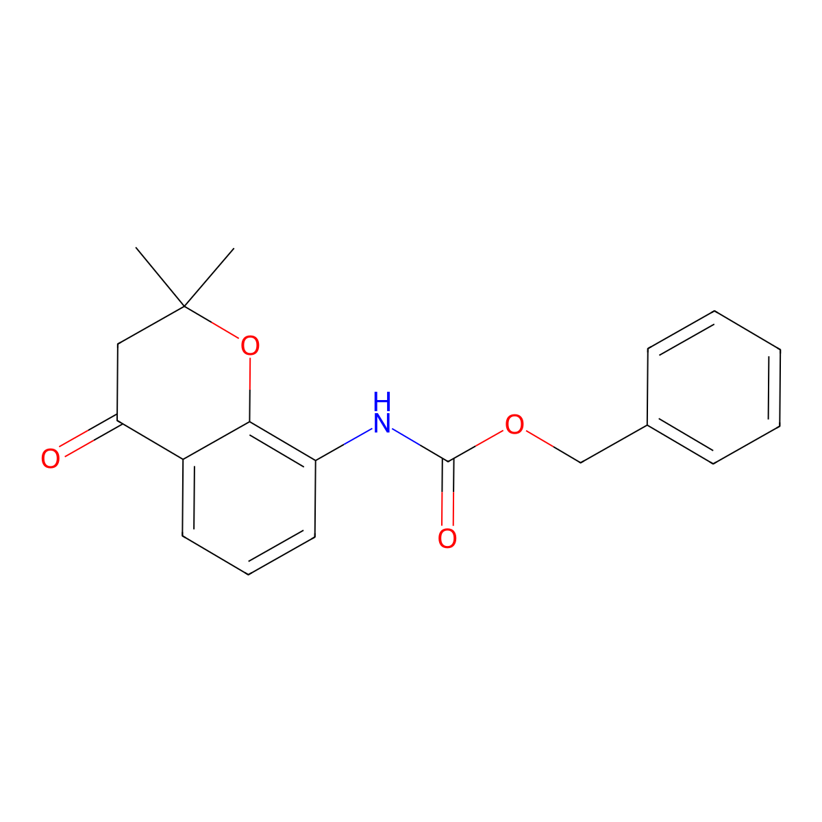 benzyl N-(2,2-dimethyl-4-oxo-3,4-dihydro-2H-1-benzopyran-8-yl)carbamate molecular structure, CAS 2680819-72-9