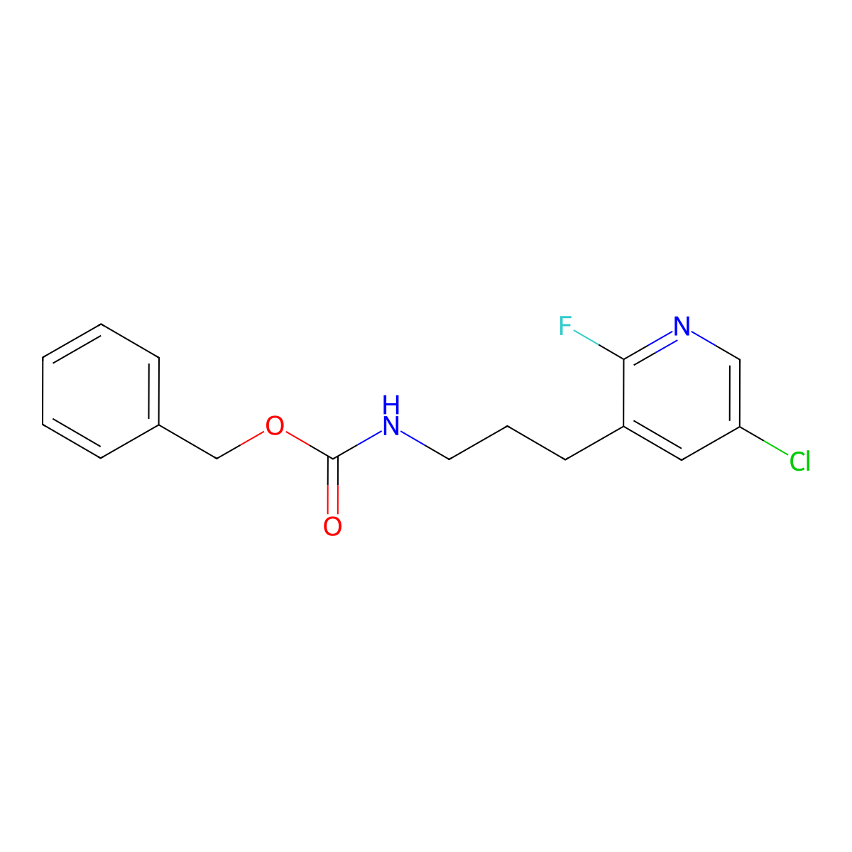 benzyl N-[3-(5-chloro-2-fluoropyridin-3-yl)propyl]carbamate molecular structure, CAS 2680819-79-6