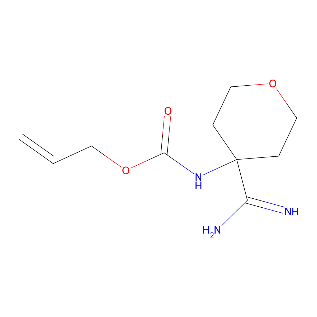 prop-2-en-1-yl N-(4-carbamimidoyloxan-4-yl)carbamate molecular structure, CAS 2680819-82-1