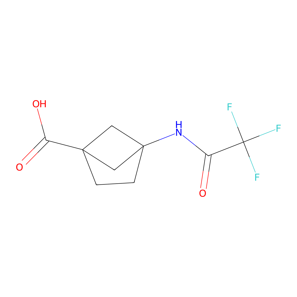4-(2,2,2-Trifluoroacetamido)bicyclo[2.1.1]hexane-1-carboxylic acid molecular structure, CAS 2680819-90-1