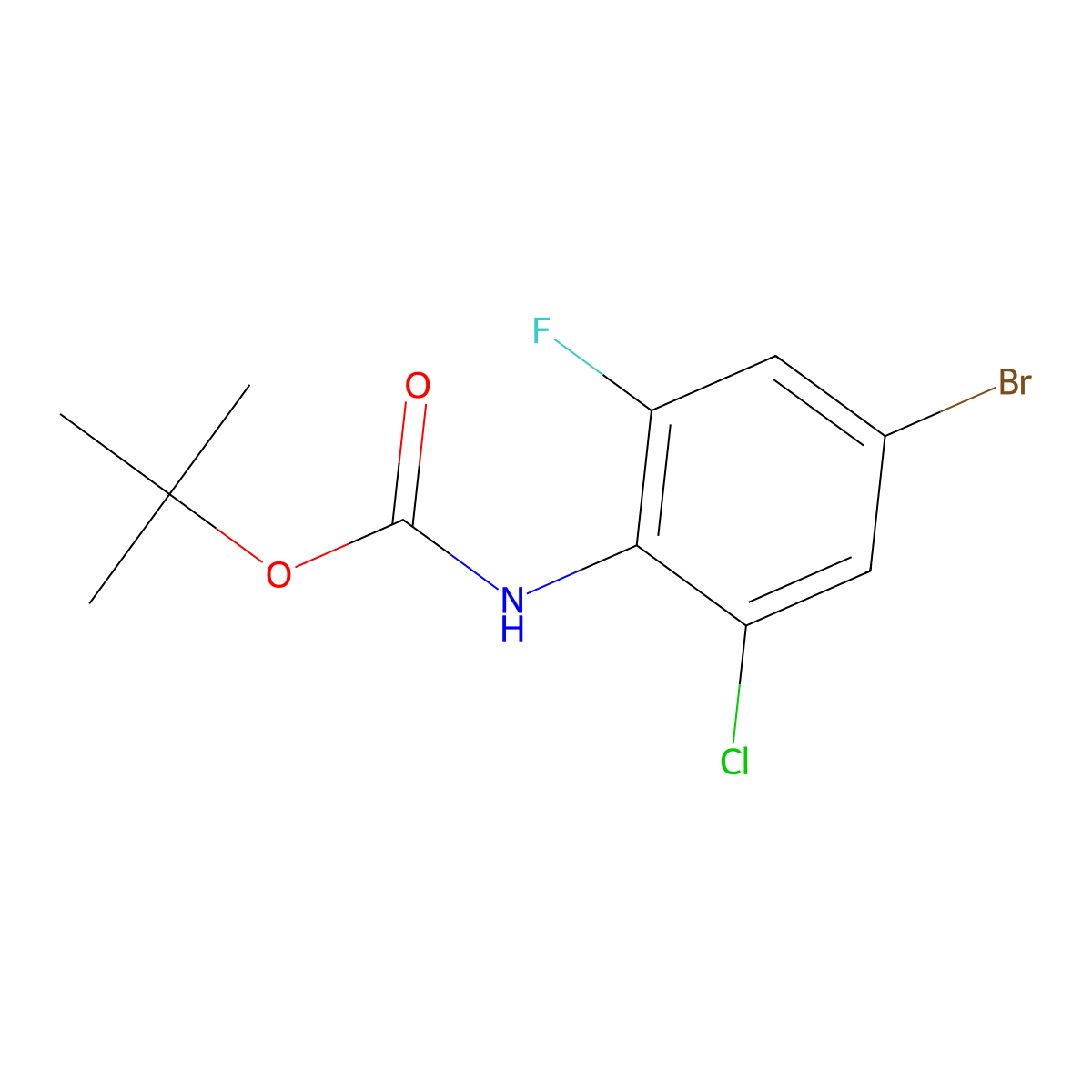 tert-butyl N-(4-bromo-2-chloro-6-fluorophenyl)carbamate molecular structure, CAS 2680819-91-2