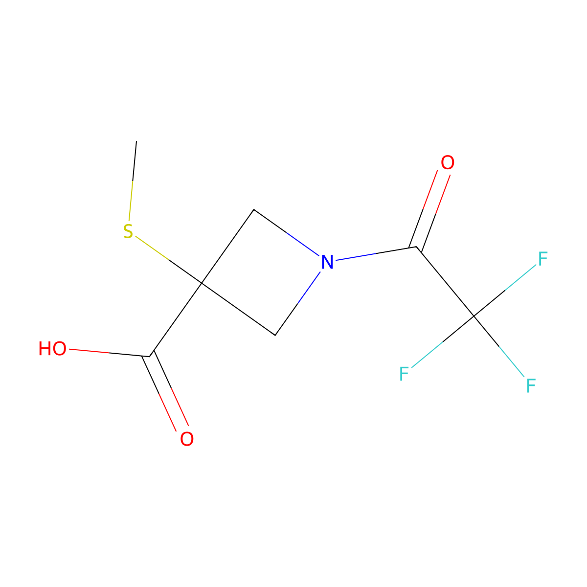 3-(Methylsulfanyl)-1-(2,2,2-trifluoroacetyl)azetidine-3-carboxylic acid molecular structure, CAS 2680819-98-9