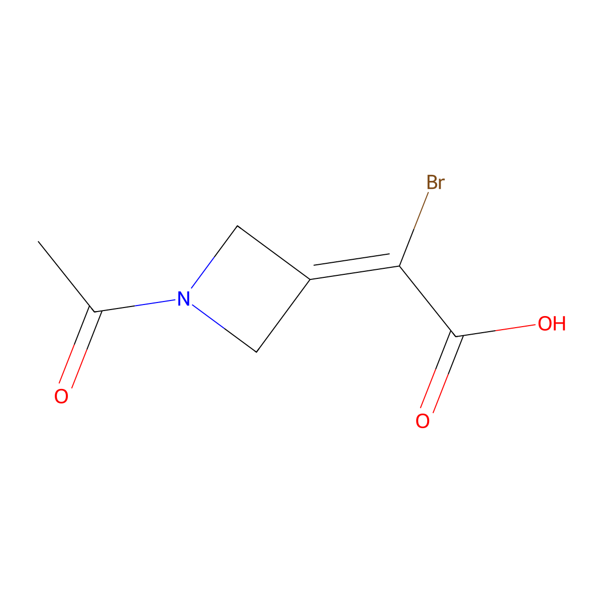 2-(1-Acetylazetidin-3-ylidene)-2-bromoacetic acid molecular structure, CAS 2680820-10-2