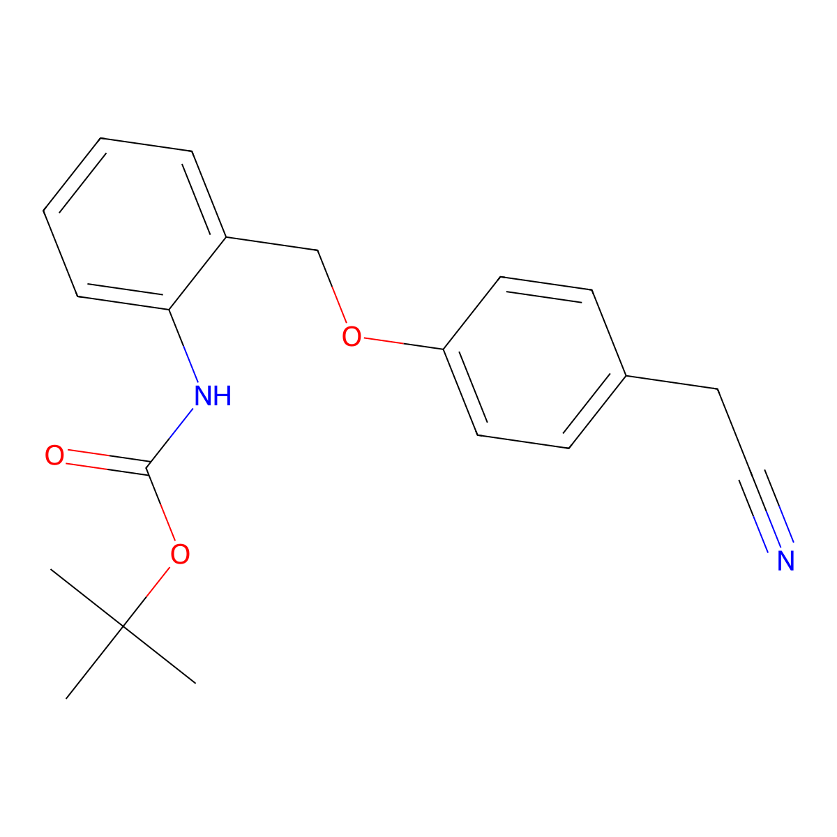 tert-butyl N-(2-{[4-(cyanomethyl)phenoxy]methyl}phenyl)carbamate molecular structure, CAS 2680820-16-8