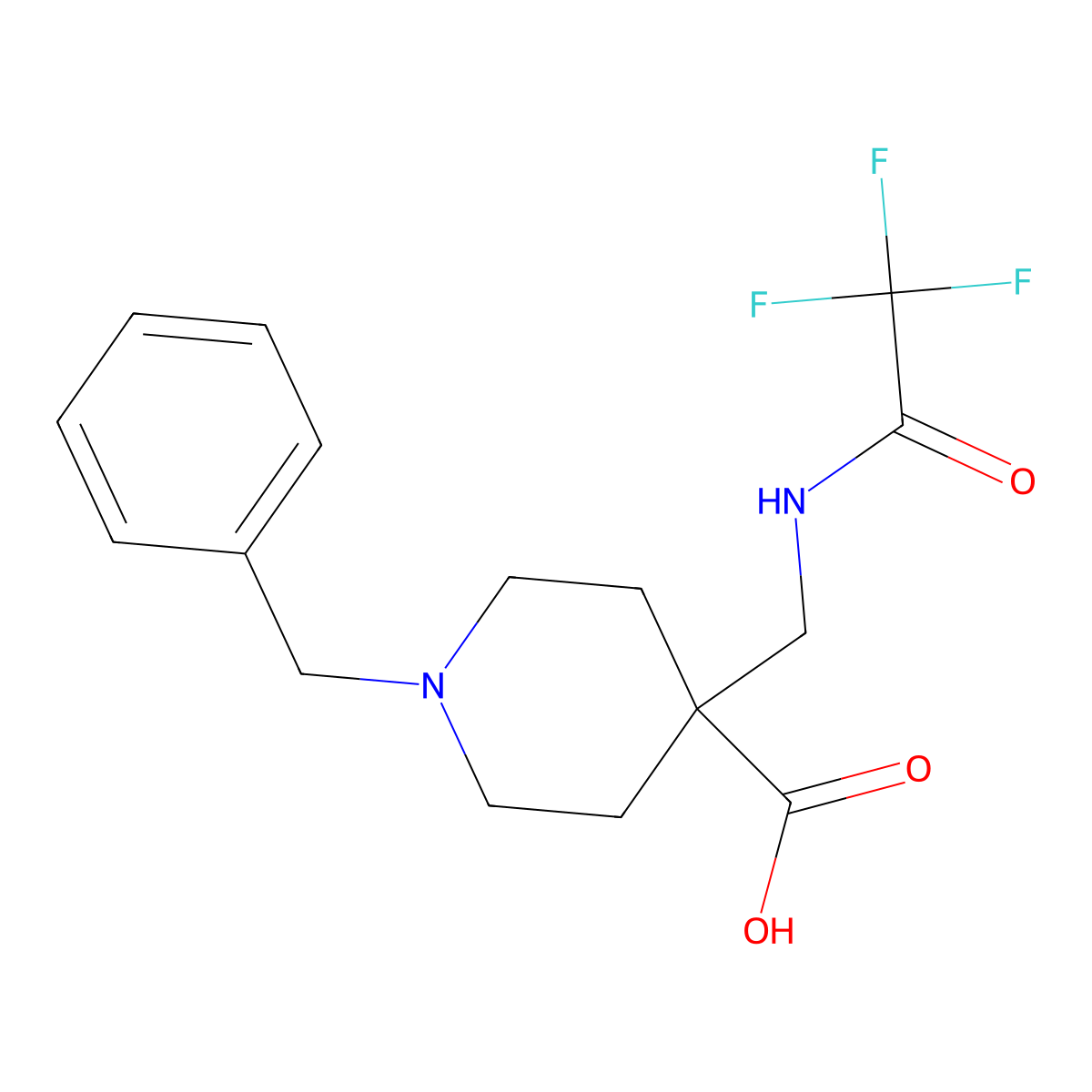 1-Benzyl-4-[(2,2,2-trifluoroacetamido)methyl]piperidine-4-carboxylic acid molecular structure, CAS 2680820-17-9