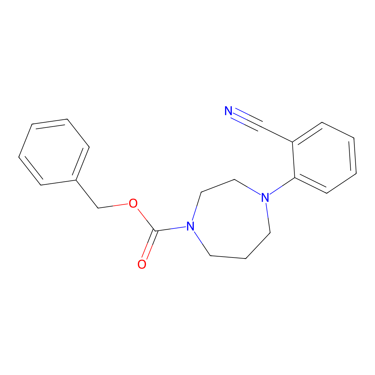 Benzyl 4-(2-cyanophenyl)-1,4-diazepane-1-carboxylate molecular structure, CAS 2680820-25-9
