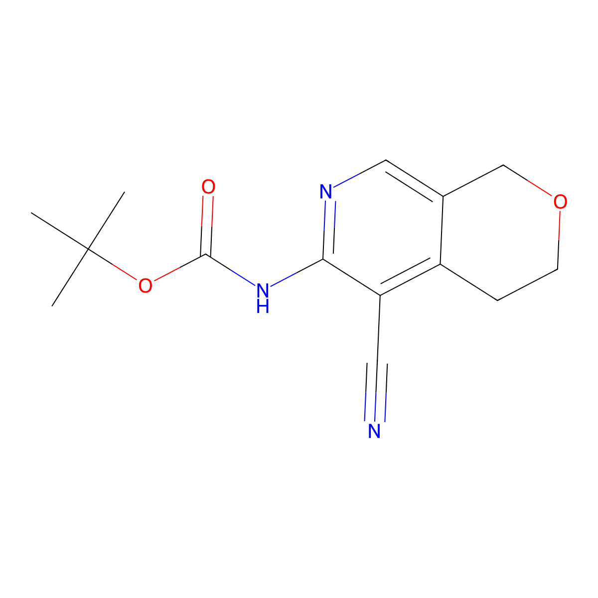 tert-butyl N-{5-cyano-1H,3H,4H-pyrano[3,4-c]pyridin-6-yl}carbamate molecular structure, CAS 2680820-31-7