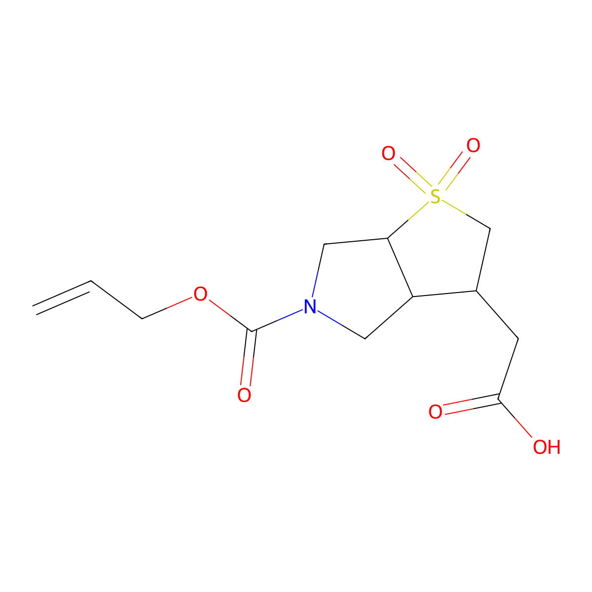 2-{1,1-dioxo-5-[(prop-2-en-1-yloxy)carbonyl]-hexahydro-2H-1lambda6-thieno[2,3-c]pyrrol-3-yl}acetic acid molecular structure, CAS 2680820-32-8