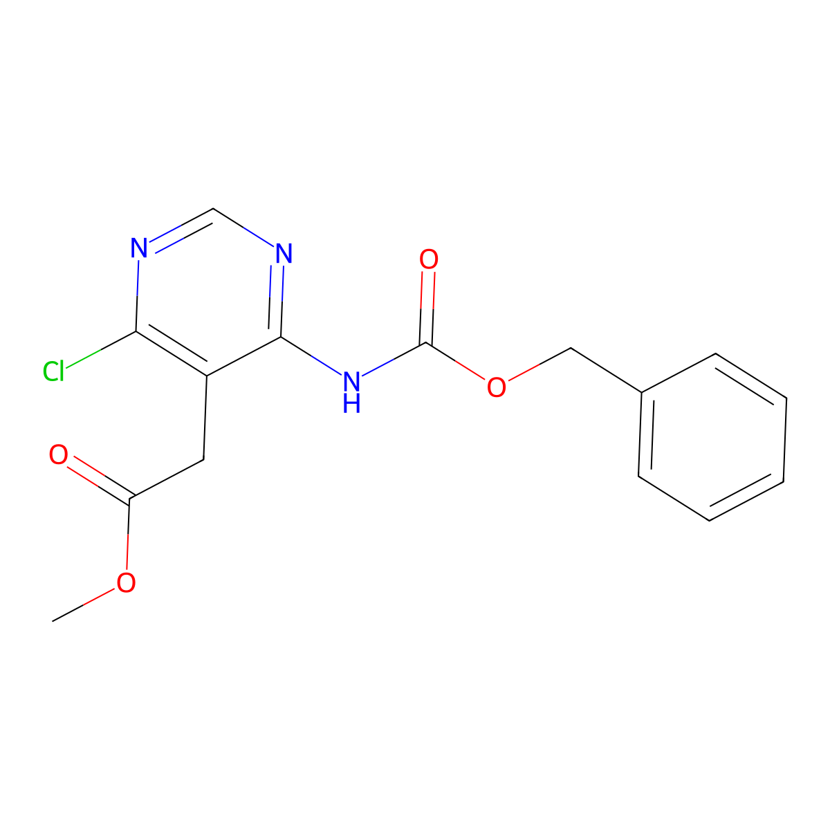 Methyl 2-(4-{[(benzyloxy)carbonyl]amino}-6-chloropyrimidin-5-yl)acetate molecular structure, CAS 2680820-33-9