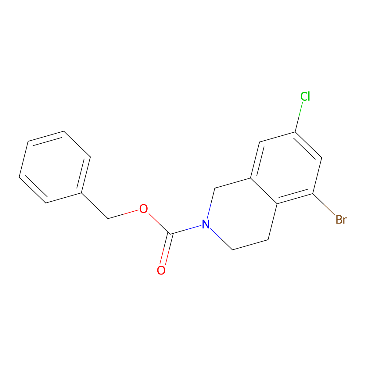 Benzyl 5-bromo-7-chloro-1,2,3,4-tetrahydroisoquinoline-2-carboxylate molecular structure, CAS 2680820-47-5