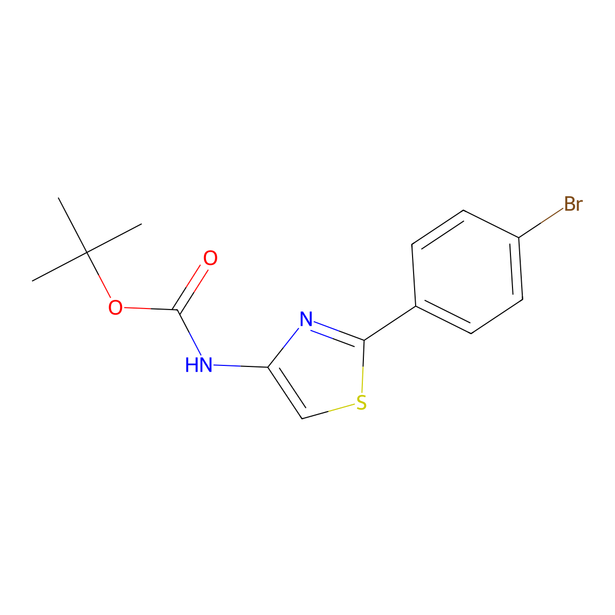 tert-butyl N-[2-(4-bromophenyl)-1,3-thiazol-4-yl]carbamate molecular structure, CAS 2680820-52-2