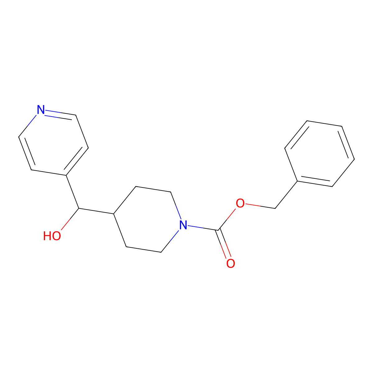 Benzyl 4-[hydroxy(pyridin-4-yl)methyl]piperidine-1-carboxylate molecular structure, CAS 2680820-55-5