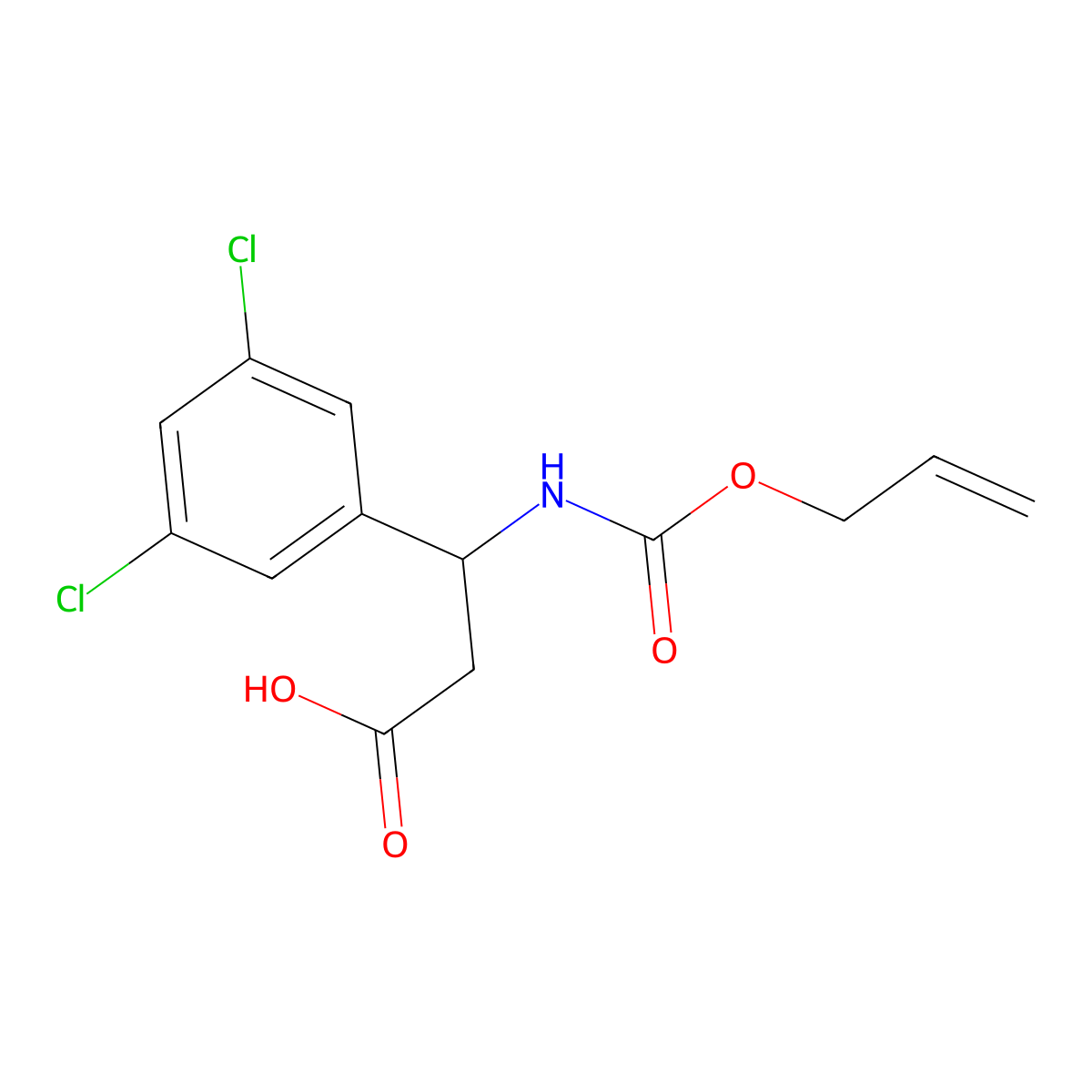3-(3,5-Dichlorophenyl)-3-{[(prop-2-en-1-yloxy)carbonyl]amino}propanoic acid molecular structure, CAS 2680820-63-5