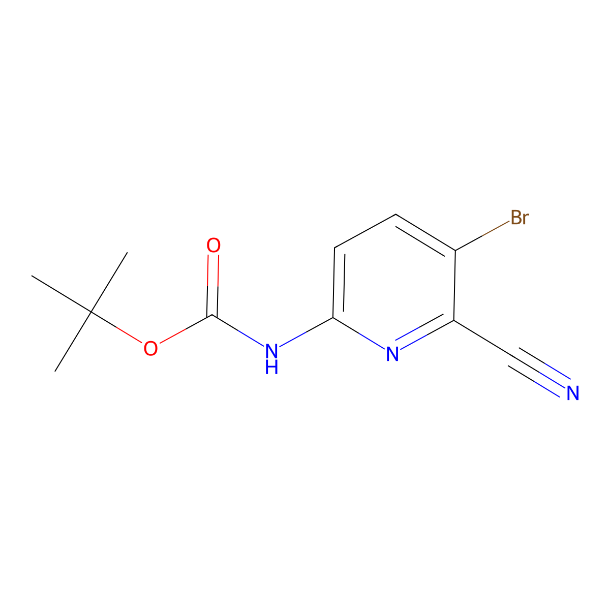 tert-butyl N-(5-bromo-6-cyanopyridin-2-yl)carbamate molecular structure, CAS 2680820-64-6