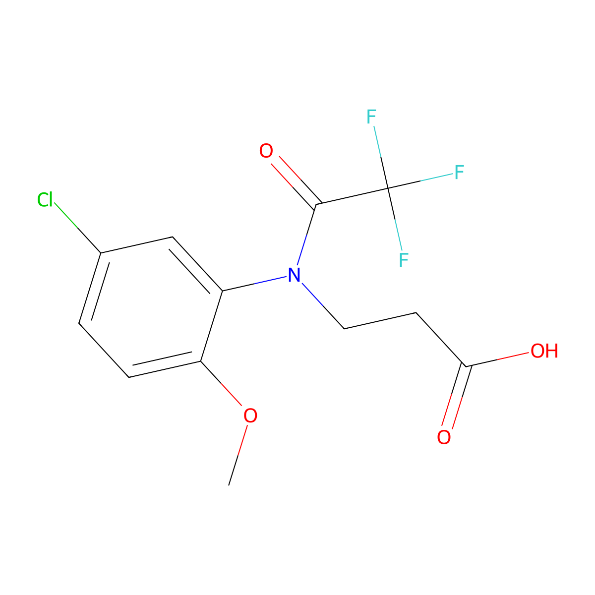 3-[N-(5-chloro-2-methoxyphenyl)-2,2,2-trifluoroacetamido]propanoic acid molecular structure, CAS 2680820-72-6