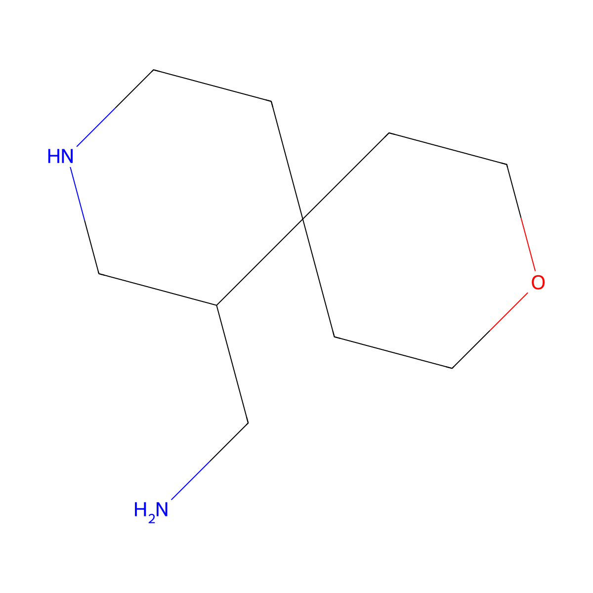 1-{3-Oxa-9-azaspiro[5.5]undecan-7-yl}methanamine molecular structure, CAS 2680820-75-9