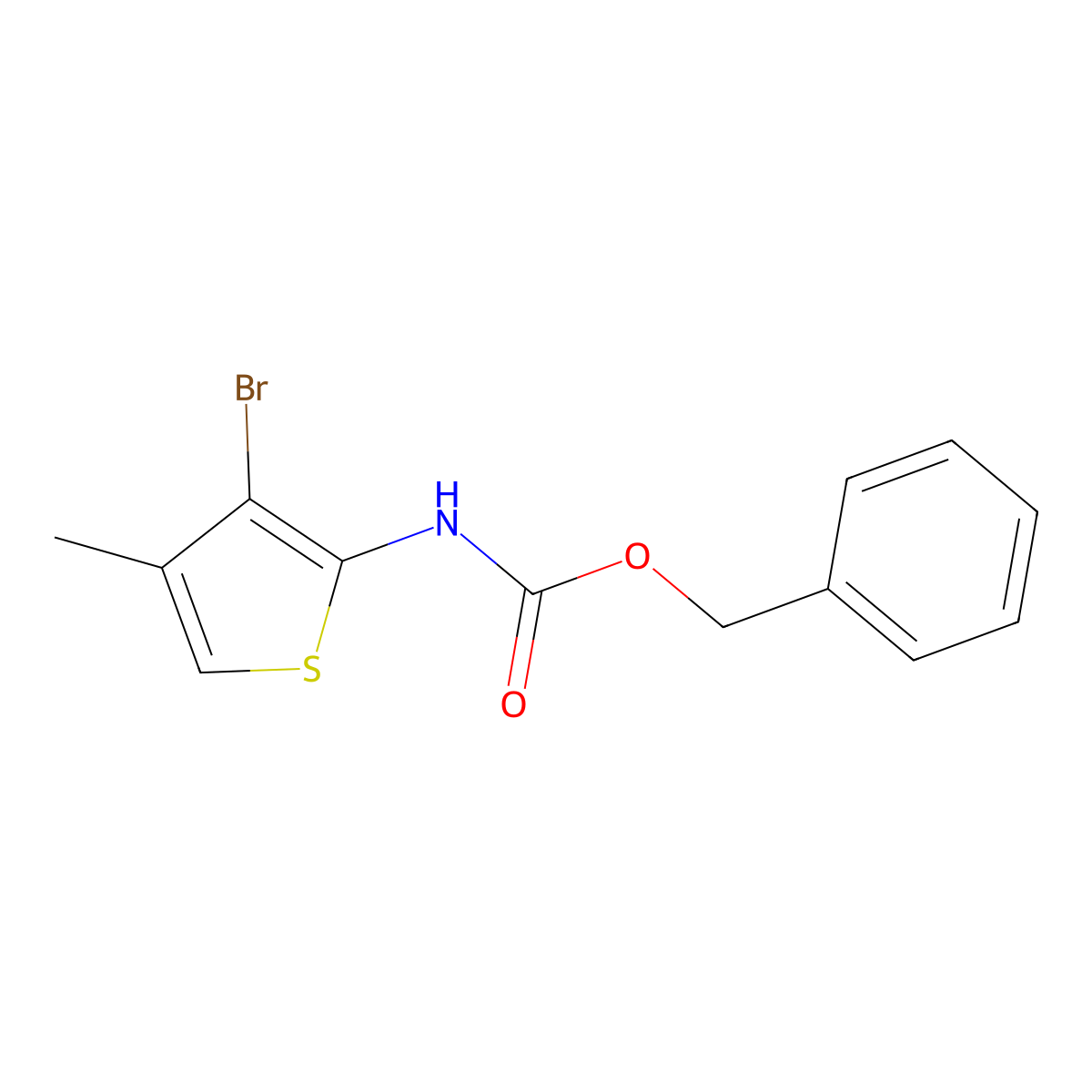benzyl N-(3-bromo-4-methylthiophen-2-yl)carbamate molecular structure, CAS 2680820-83-9