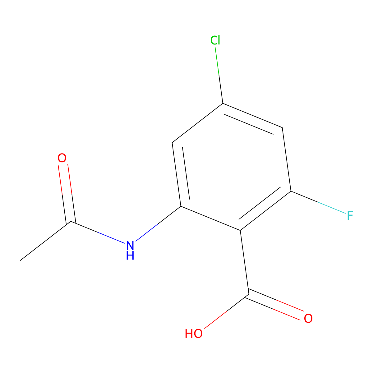 4-Chloro-2-acetamido-6-fluorobenzoic acid molecular structure, CAS 2680820-86-2