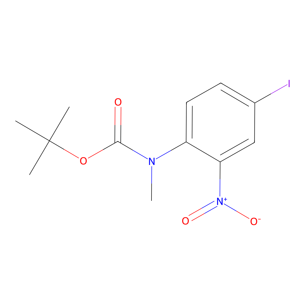 tert-butyl N-(4-iodo-2-nitrophenyl)-N-methylcarbamate molecular structure, CAS 2680820-95-3