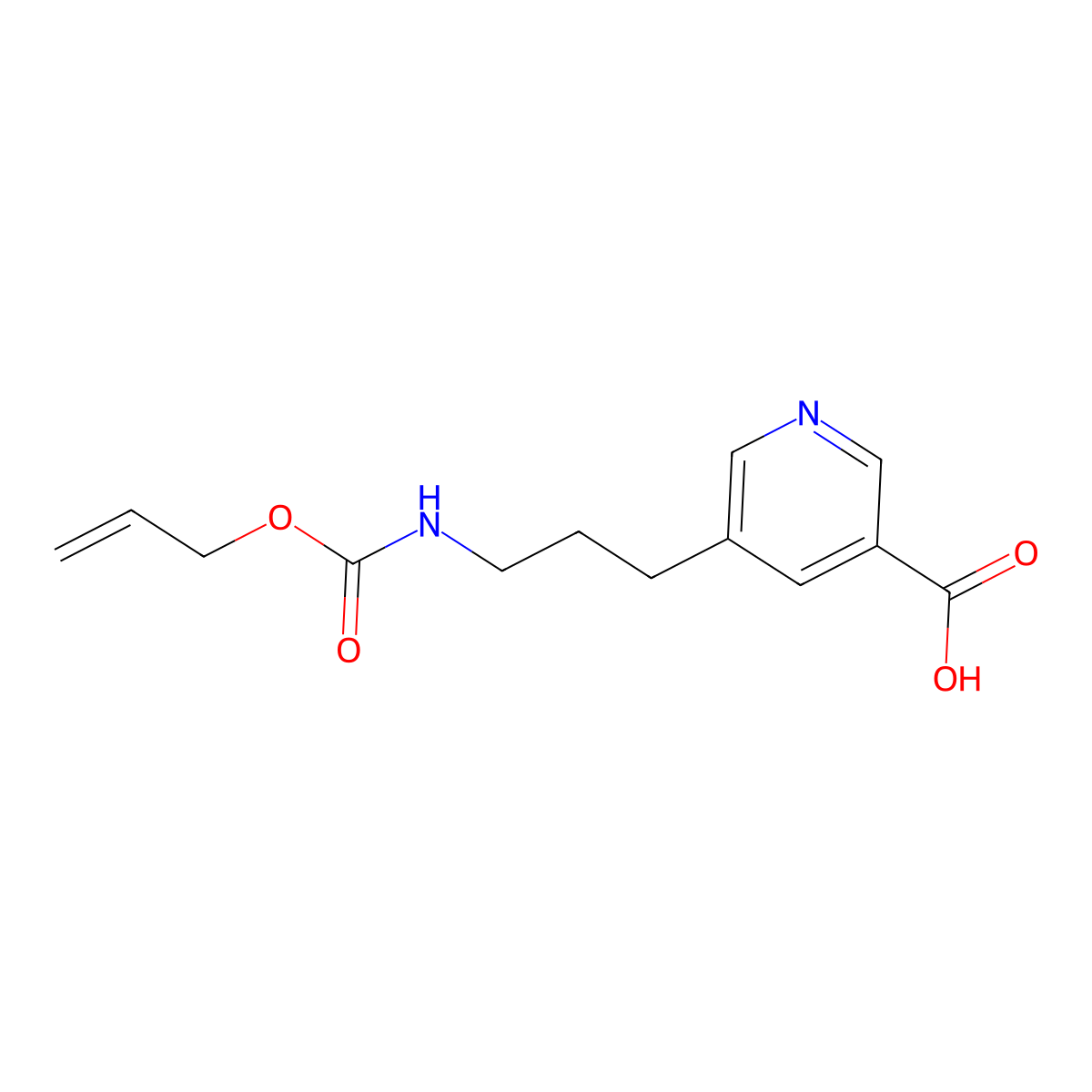5-(3-{[(Prop-2-en-1-yloxy)carbonyl]amino}propyl)pyridine-3-carboxylic acid molecular structure, CAS 2680820-99-7