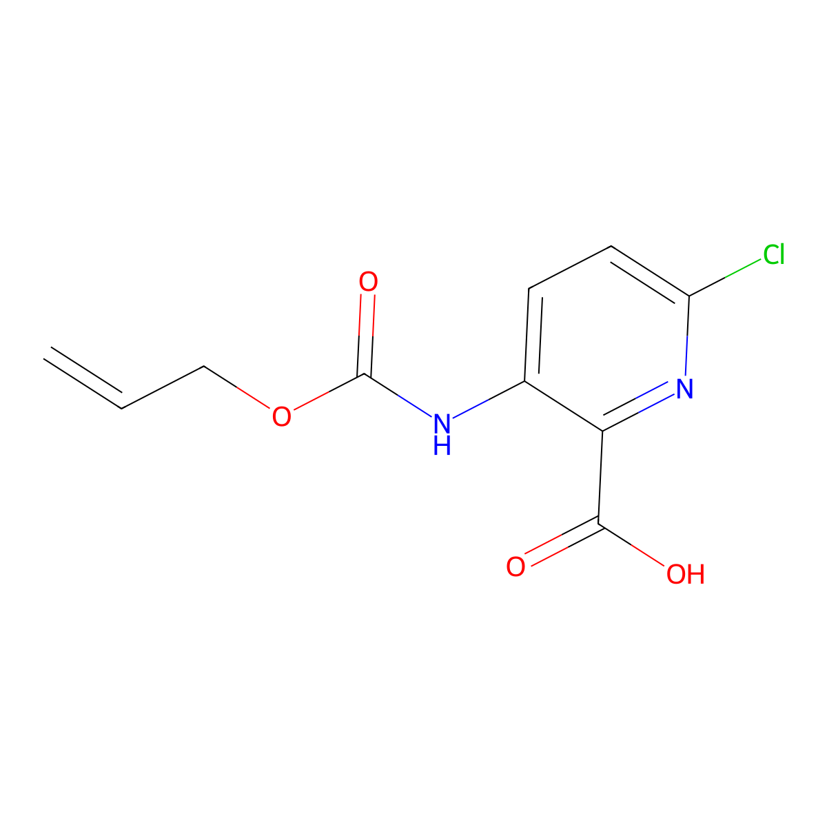6-Chloro-3-{[(prop-2-en-1-yloxy)carbonyl]amino}pyridine-2-carboxylic acid molecular structure, CAS 2680821-00-3