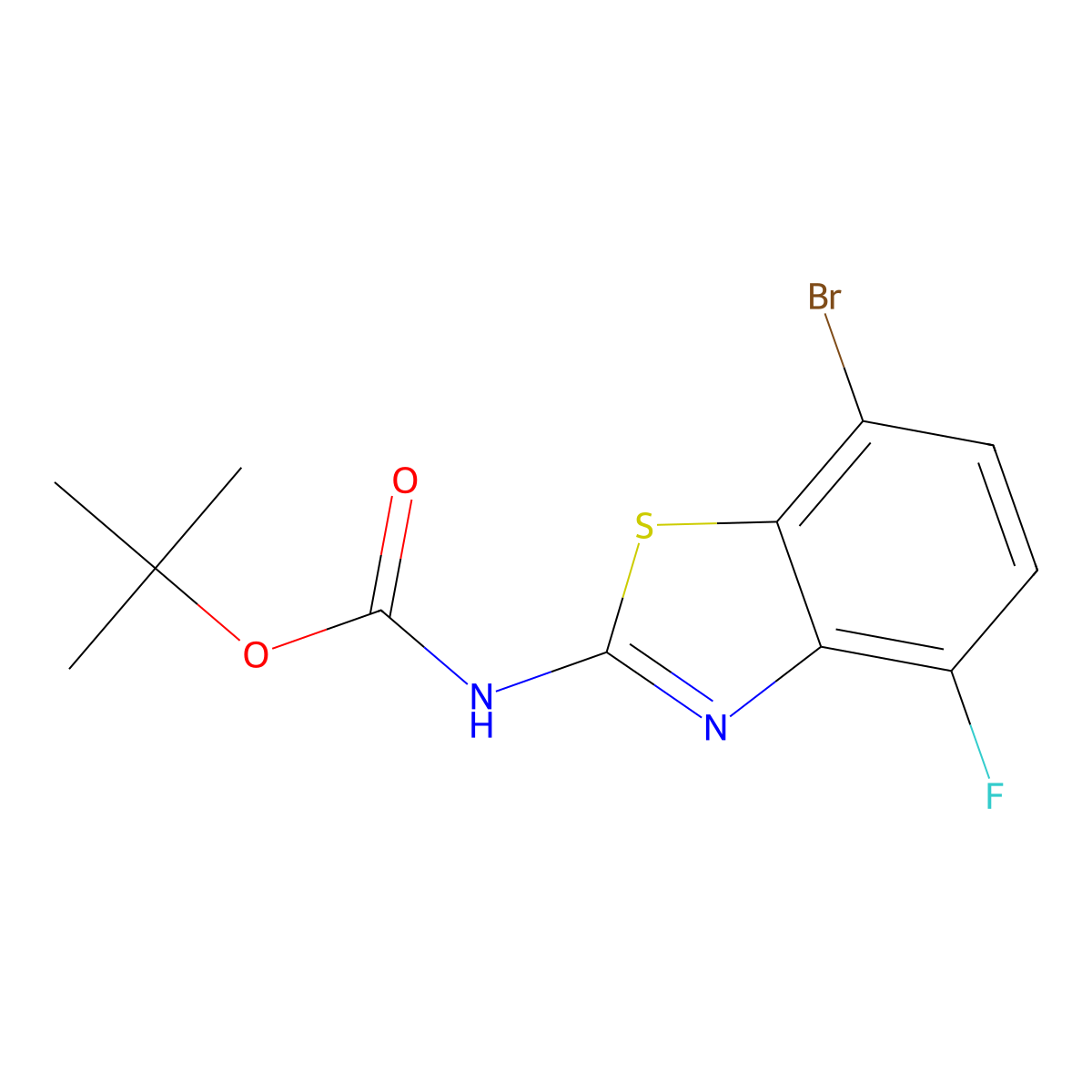 tert-butyl N-(7-bromo-4-fluoro-1,3-benzothiazol-2-yl)carbamate molecular structure, CAS 2680821-08-1