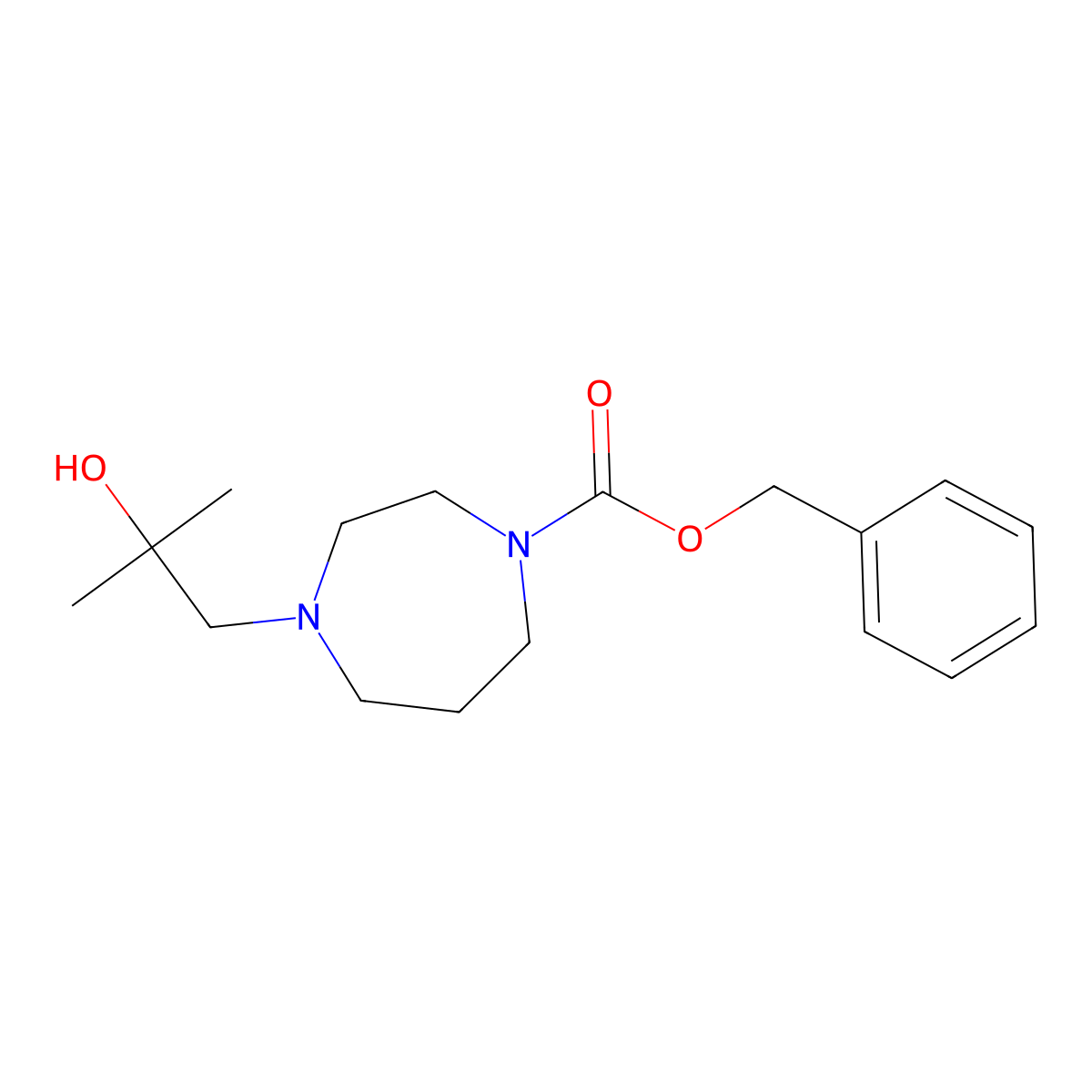 Benzyl 4-(2-hydroxy-2-methylpropyl)-1,4-diazepane-1-carboxylate molecular structure, CAS 2680821-09-2