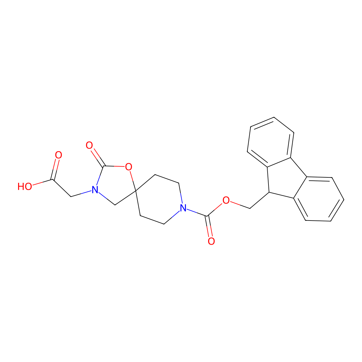2-(8-{[(9H-fluoren-9-yl)methoxy]carbonyl}-2-oxo-1-oxa-3,8-diazaspiro[4.5]decan-3-yl)acetic acid molecular structure, CAS 2680821-12-7
