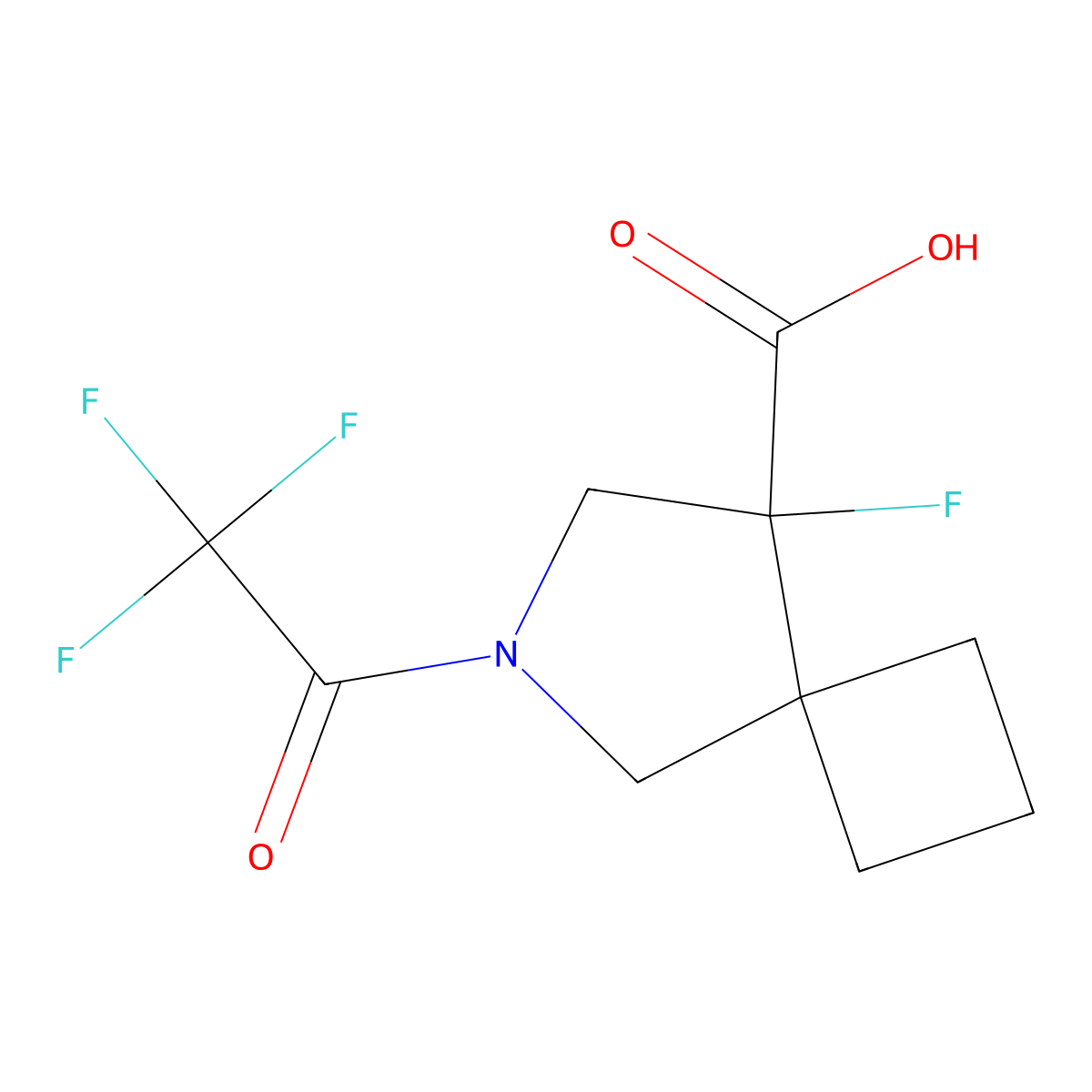 8-Fluoro-6-(2,2,2-trifluoroacetyl)-6-azaspiro[3.4]octane-8-carboxylic acid molecular structure, CAS 2680821-14-9
