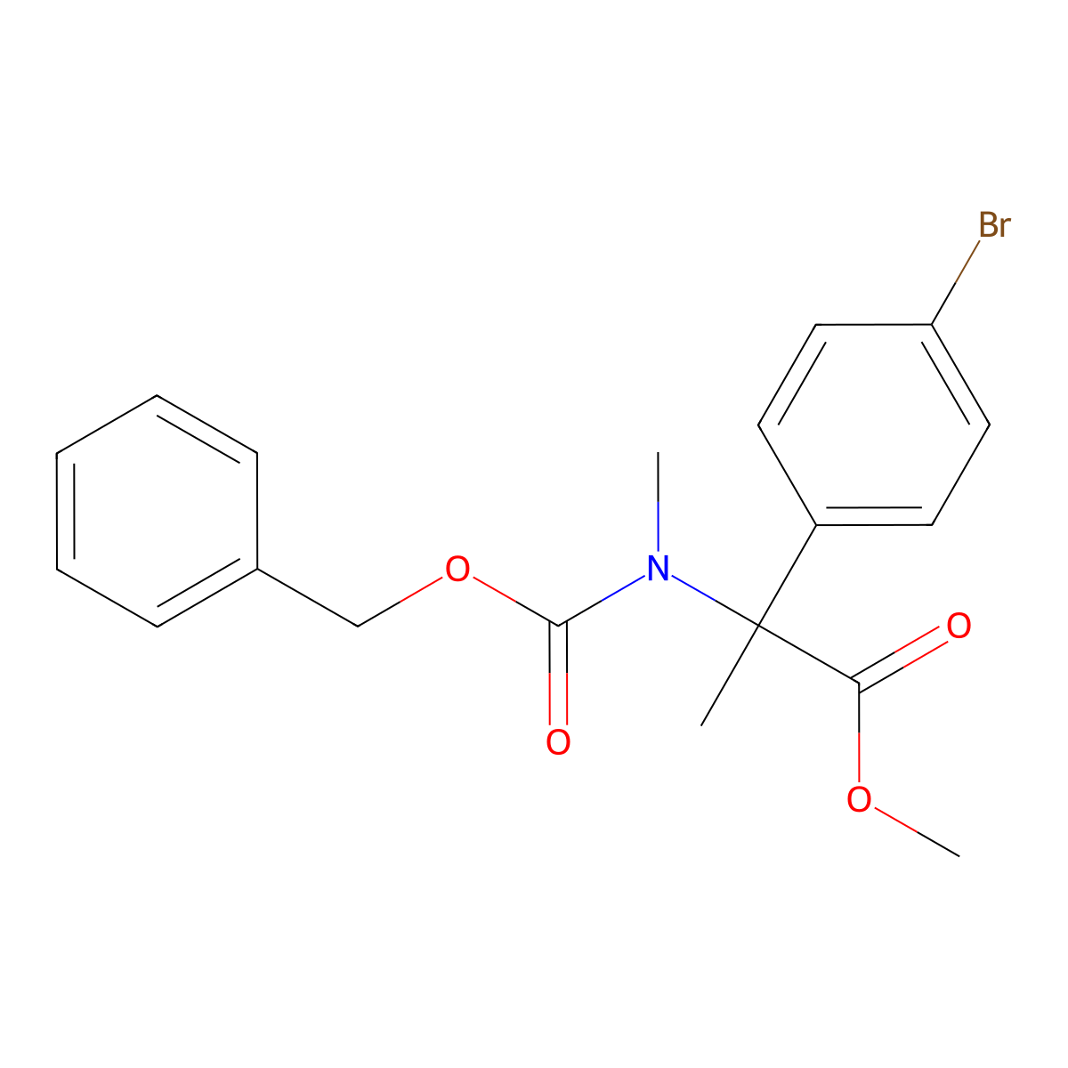 Methyl 2-{[(benzyloxy)carbonyl](methyl)amino}-2-(4-bromophenyl)propanoate molecular structure, CAS 2680821-16-1