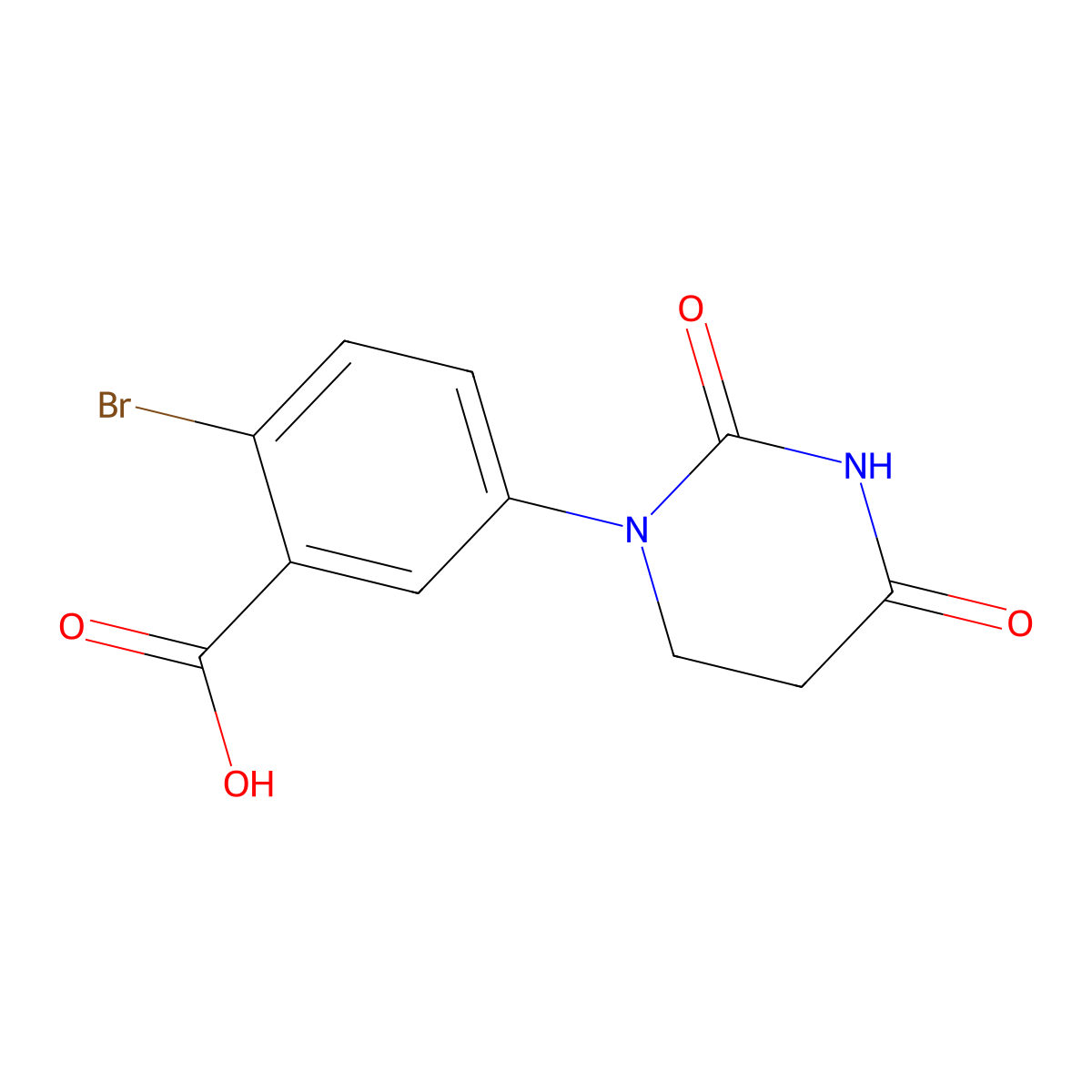 2-Bromo-5-(2,4-dioxo-1,3-diazinan-1-yl)benzoic acid molecular structure, CAS 2680821-24-1