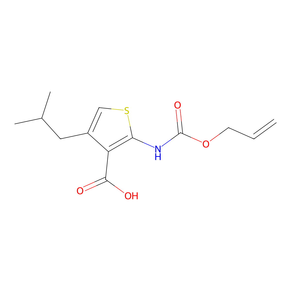 4-(2-Methylpropyl)-2-{[(prop-2-en-1-yloxy)carbonyl]amino}thiophene-3-carboxylic acid molecular structure, CAS 2680821-31-0