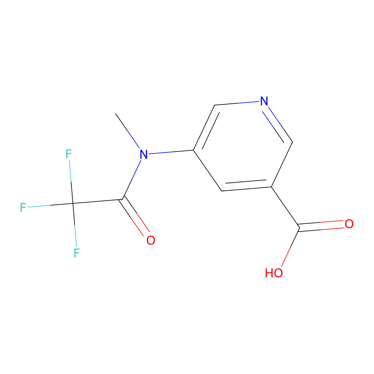 5-(2,2,2-trifluoro-N-methylacetamido)pyridine-3-carboxylic acid molecular structure, CAS 2680821-33-2