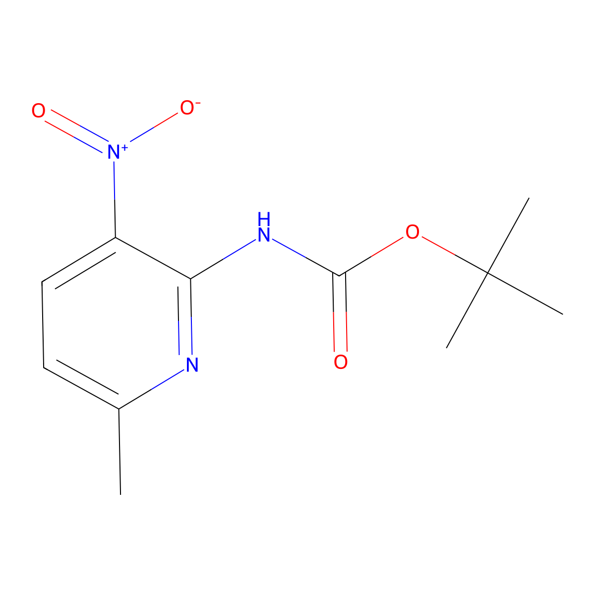 tert-butyl N-(6-methyl-3-nitropyridin-2-yl)carbamate molecular structure, CAS 2680821-41-2