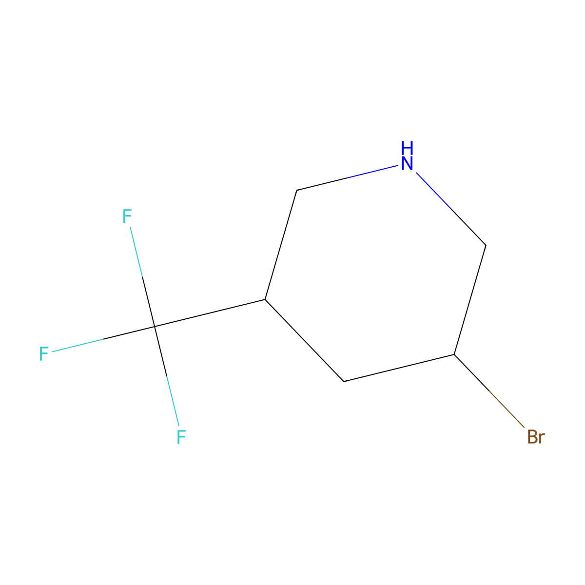 3-Bromo-5-(trifluoromethyl)piperidine molecular structure, CAS 2680821-55-8