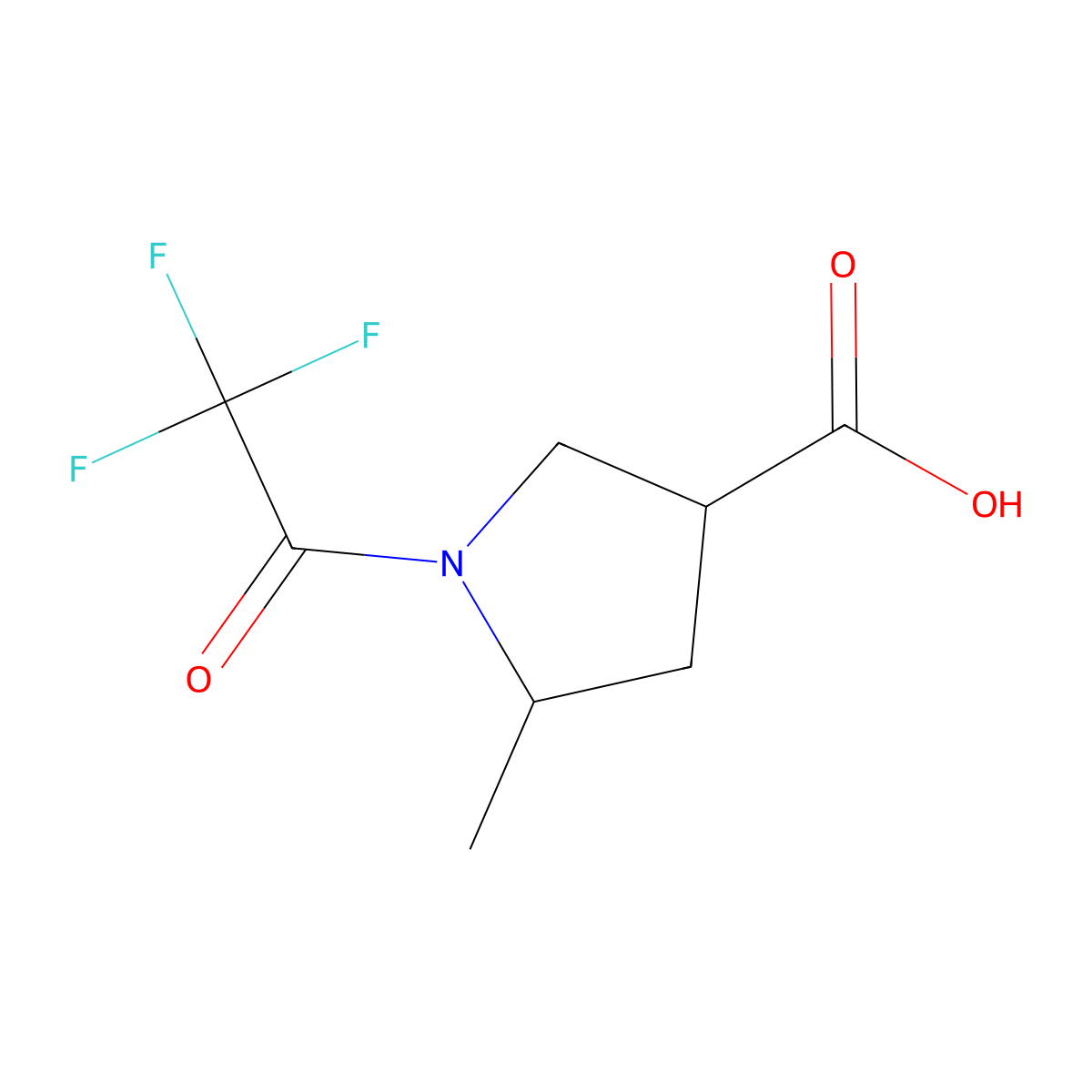 5-Methyl-1-(2,2,2-trifluoroacetyl)pyrrolidine-3-carboxylic acid molecular structure, CAS 2680821-56-9
