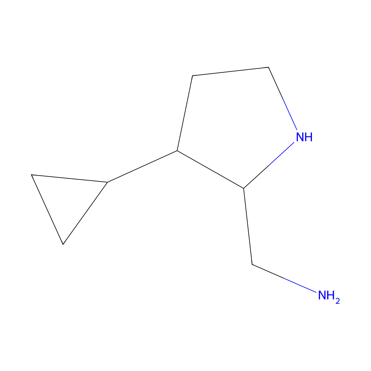 (3-Cyclopropylpyrrolidin-2-yl)methanamine molecular structure, CAS 2680821-68-3