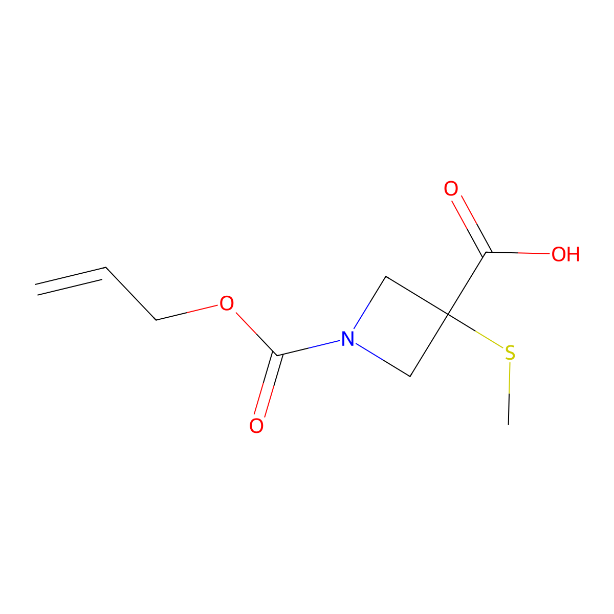 3-(Methylsulfanyl)-1-[(prop-2-en-1-yloxy)carbonyl]azetidine-3-carboxylic acid molecular structure, CAS 2680821-71-8