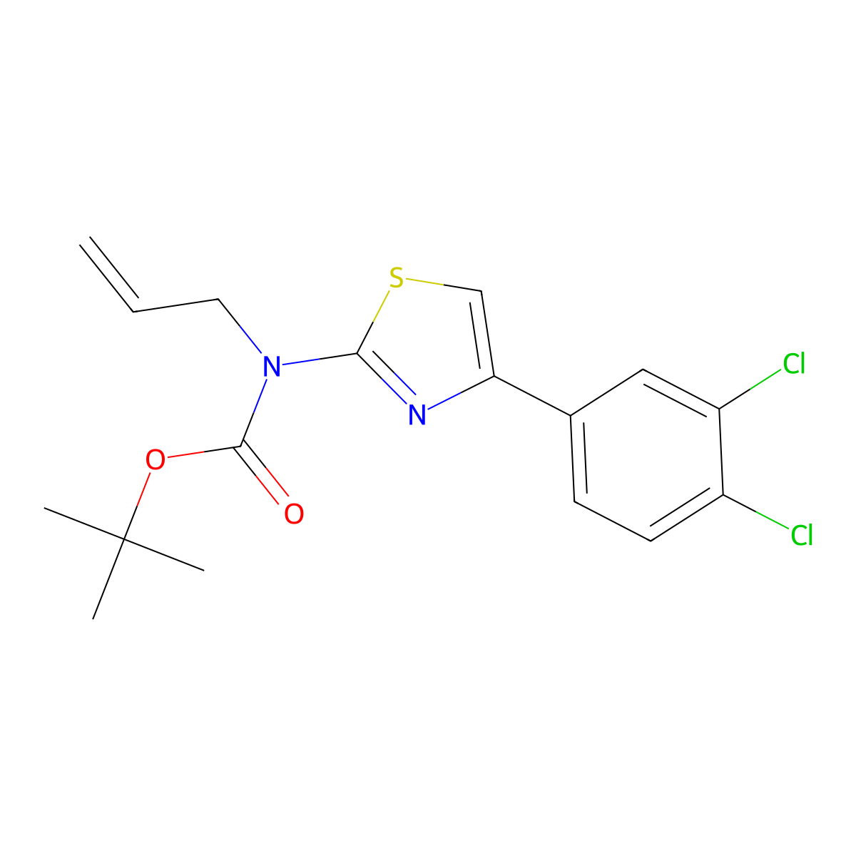 tert-butyl N-[4-(3,4-dichlorophenyl)-1,3-thiazol-2-yl]-N-(prop-2-en-1-yl)carbamate molecular structure, CAS 2680821-74-1